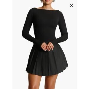 NWOT Naked Wardrobe Butter Boat Neck Bodysuit in Black SZ L